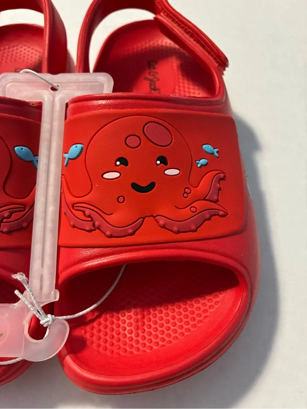 NWT Cat & Jack Baylor Kids Red Octopus Slide Sandals Size 11 Waterproof Shoes